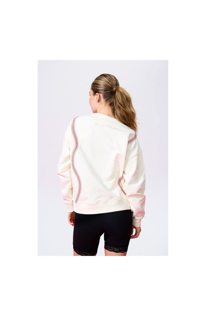 Terez Women's Terez  Cream Los Angeles Dodgers Baseball Stitch Pullover Sweatshirt, Alternate, color, 