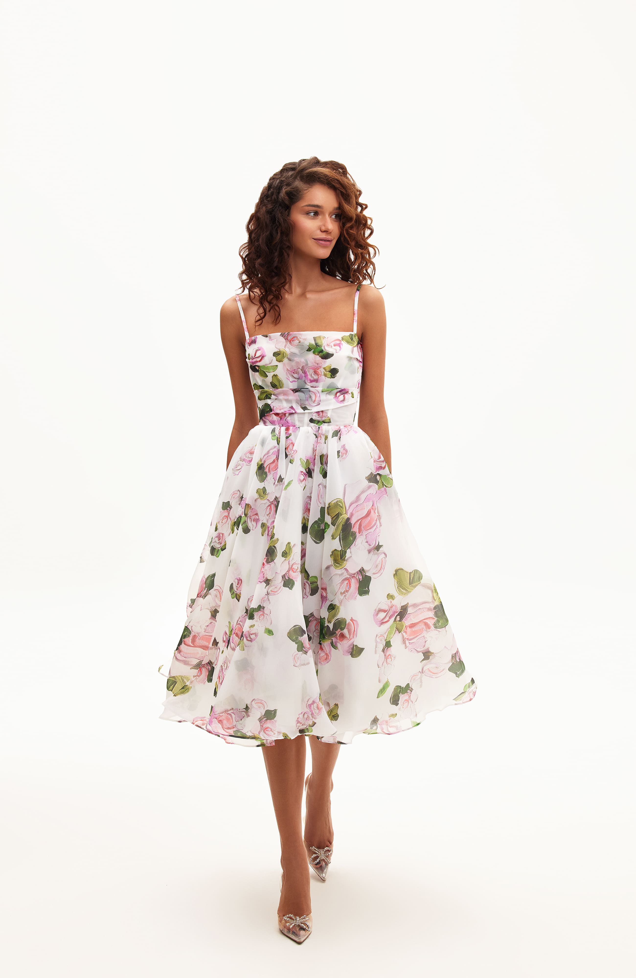 Women Knitted Detachable Spaghetti Strap Midi Dress main image 1