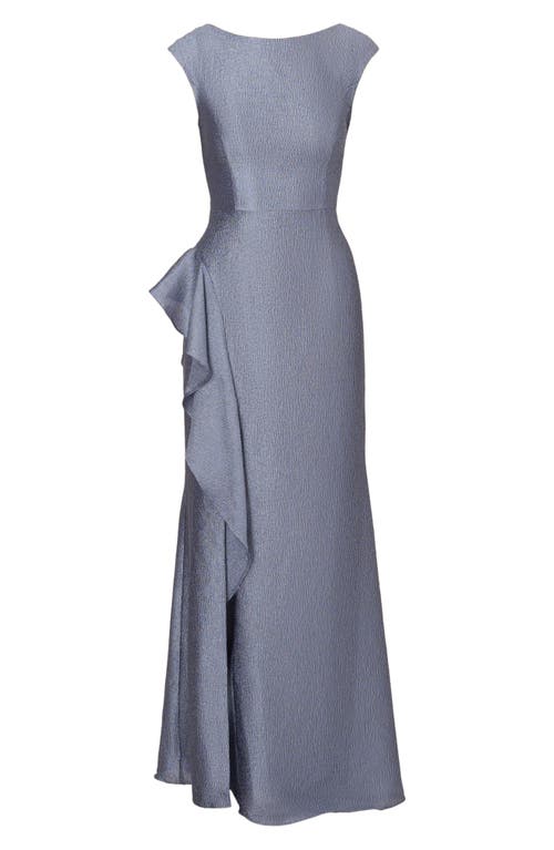Shop Adrianna Papell Shimmer Jacquard Cascade Ruffle Gown In Spring Blue