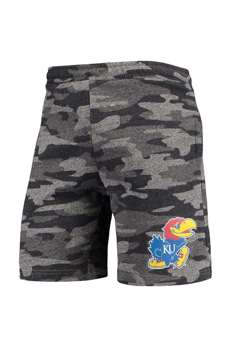 Men's Concepts Sport Charcoal/Gray Kansas Jayhawks Camo Backup Terry Jam Lounge Shorts, Alternate, color, Charcoal