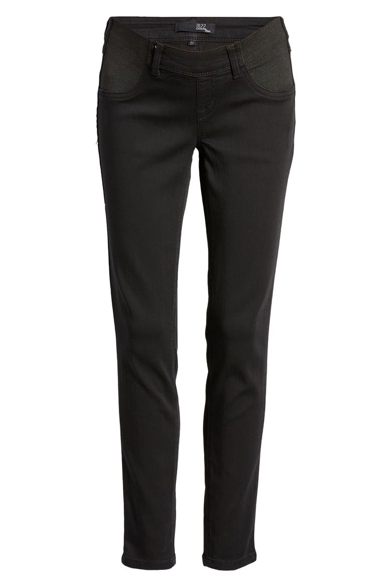 Silky Denim Maternity Ankle Skinny Jeans, Alternate, color, BLACK