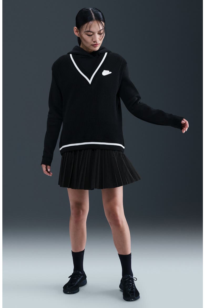 Sportswear Pleated Miniskirt, Alternate, color, 010 BLACK/SAIL