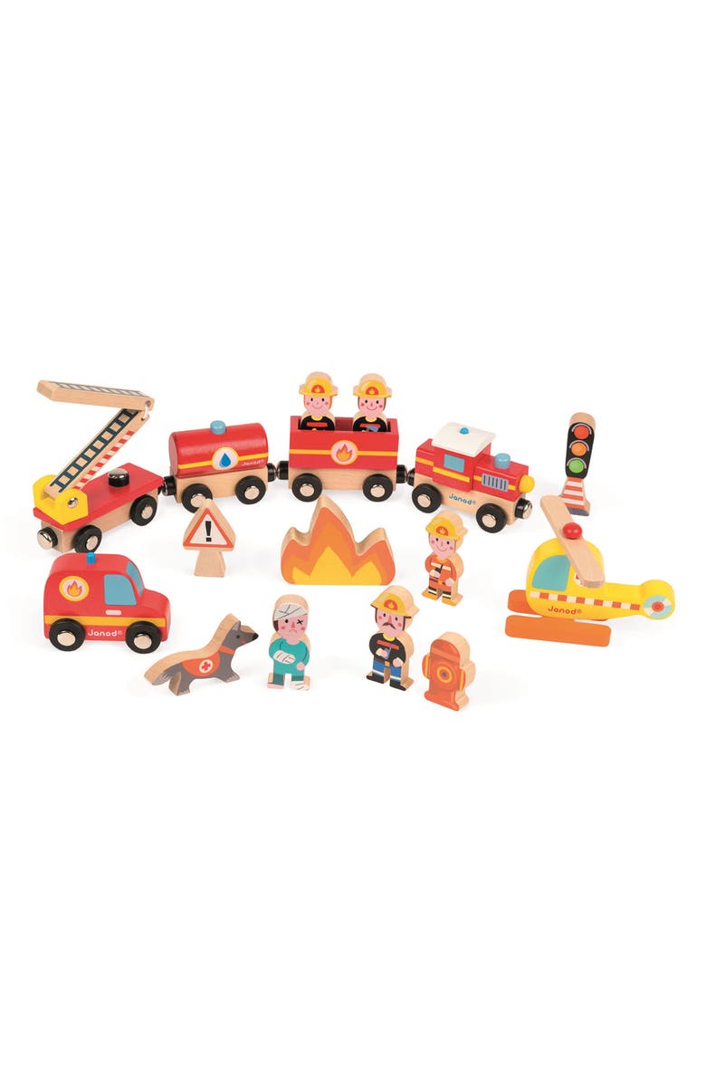Janod Story Express Firefighter Playset, Main, color,