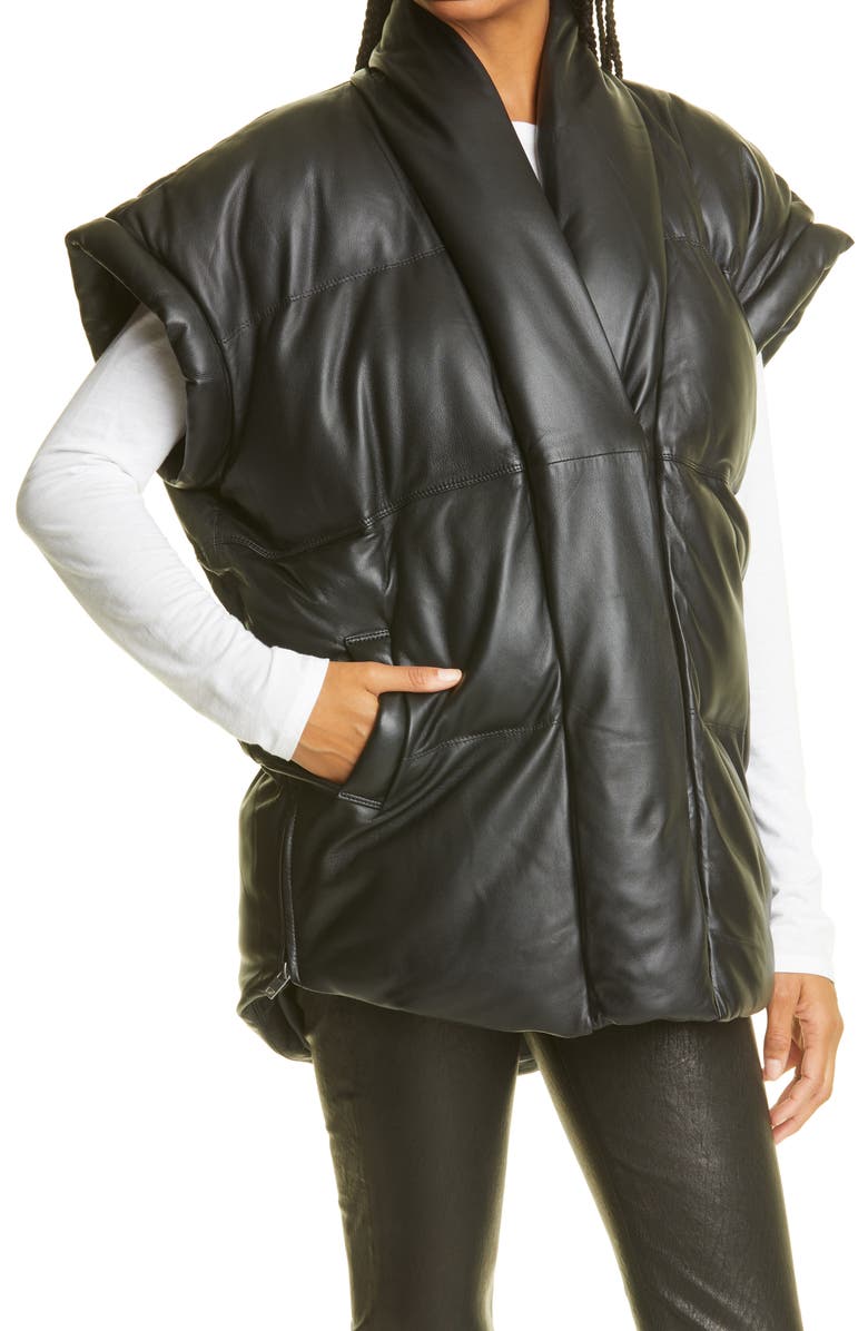 FRAME Sleeveless Leather Puffer Vest, Alternate, color,