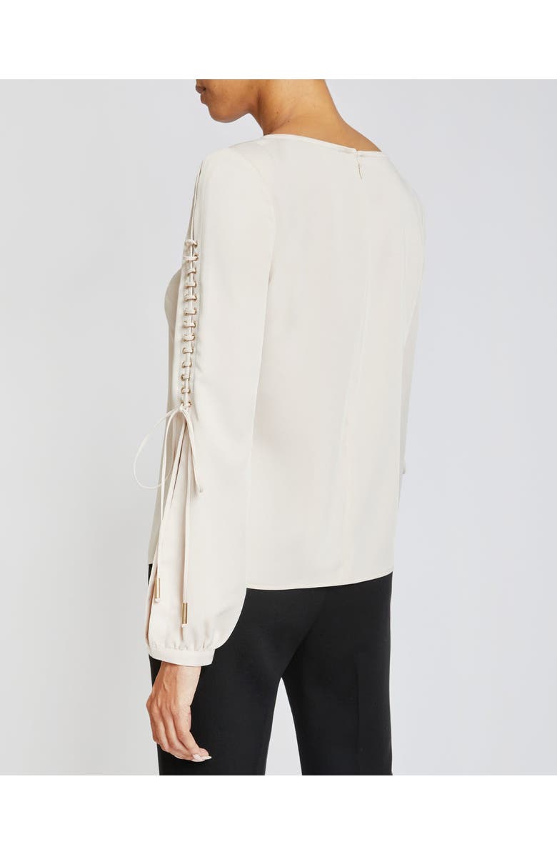 Santorelli LIVI Long Sleeve Top with Grommet Detail in Smooth Crepe, Alternate, color, Ecru