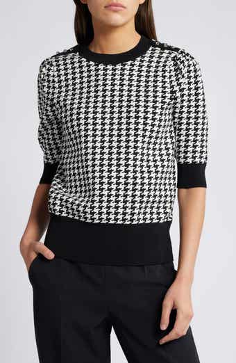 BOSS Fantilina Elbow Sleeve Houndstooth Check Sweater