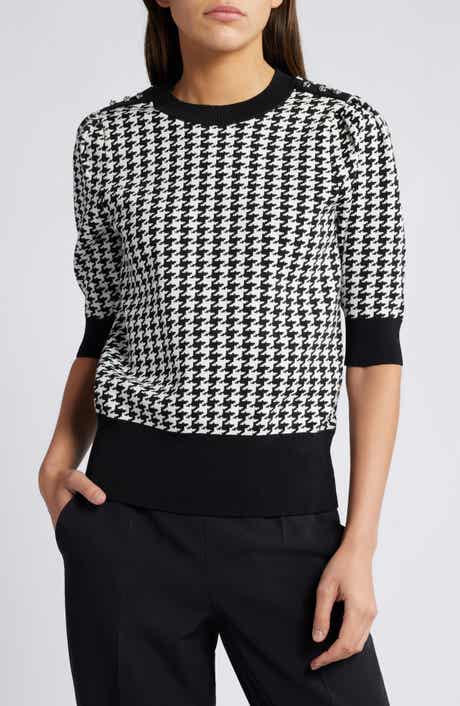 BOSS Fantilina Elbow Sleeve Houndstooth Check Sweater