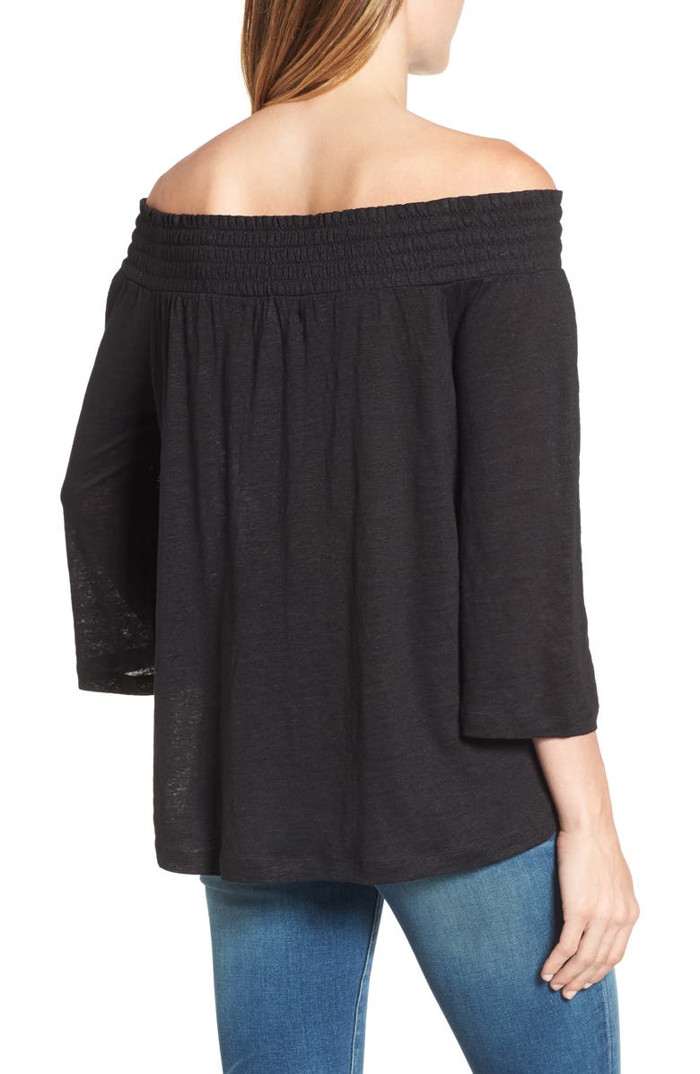 Caslon<sup>®</sup> Off the Shoulder Linen Knit Top, Alternate, color,