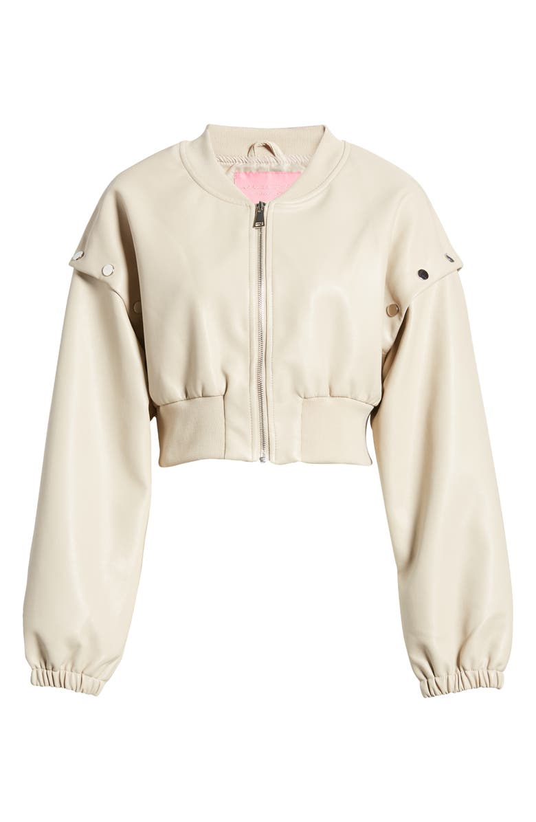 AZALEA WANG Stud Detail Faux Leather Bomber Jacket, Alternate, color, 