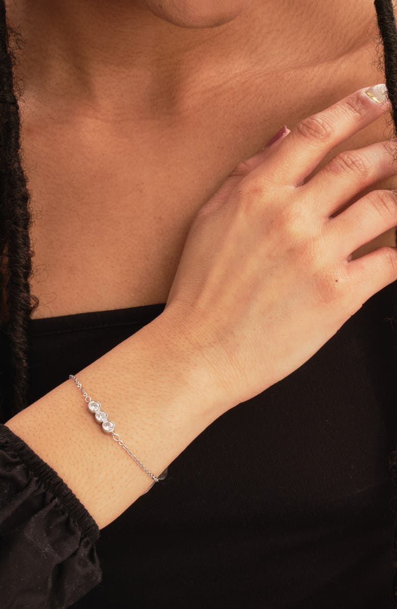 Sterling Forever Silver Bezel Station Bracelet, Alternate, color, 