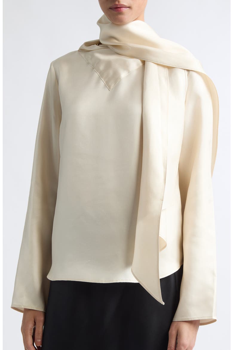 Gala Silk Twill Scarf Top, Alternate, color, IVORY