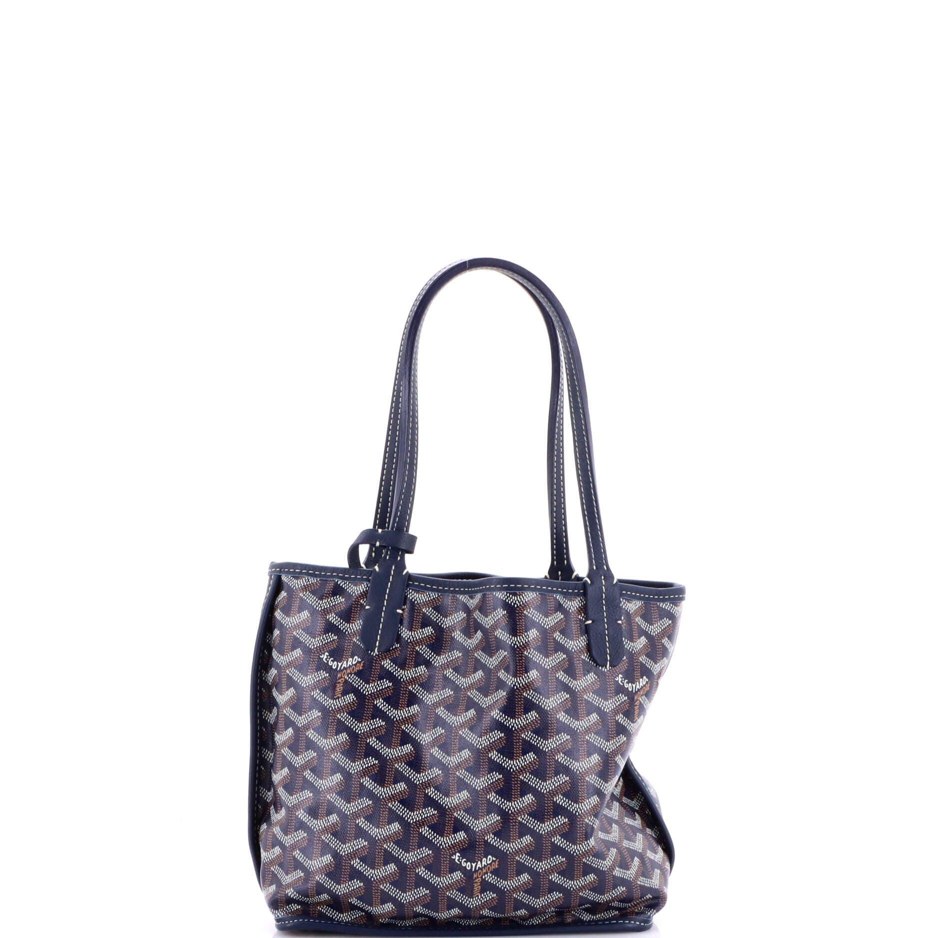 Pre-Owned Goyard Anjou Reversible Tote Coated Canvas Mini, Alternate, color, Blue