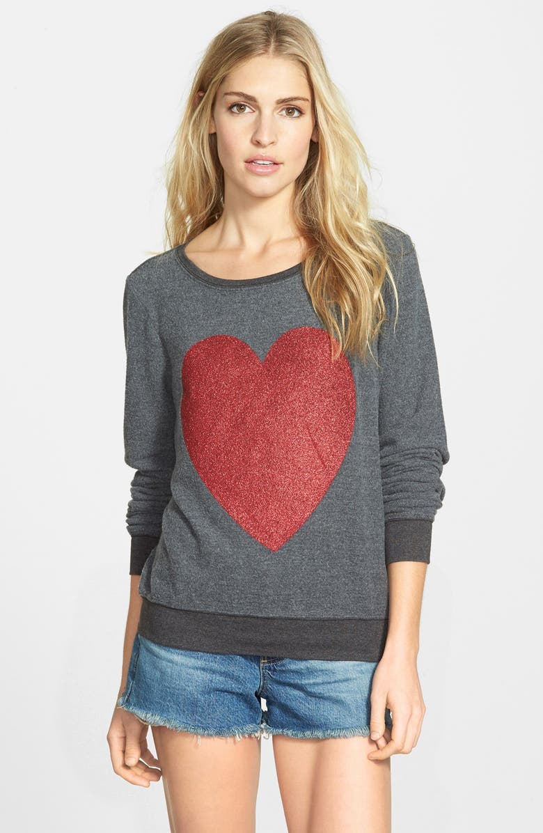 Wildfox 'Sparkle Heart' Sweatshirt, Main, color,
