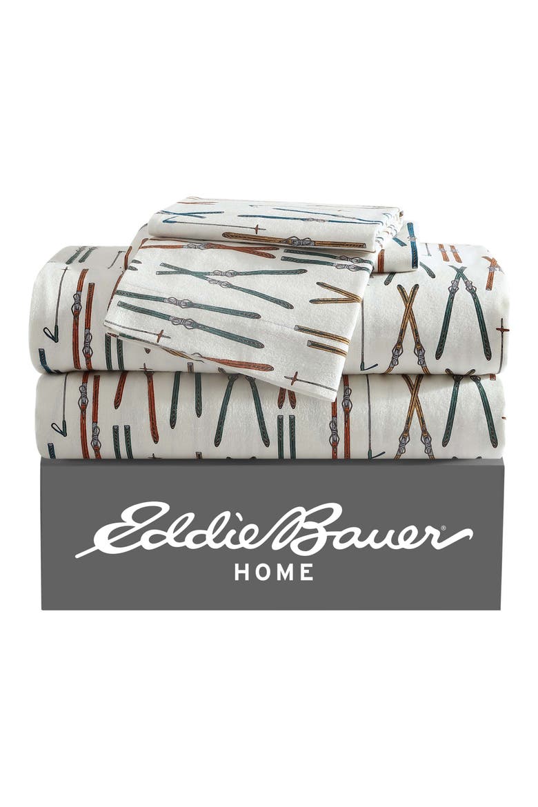 Ski Line Cotton Flannel Sheet Set, Main, color, WHITE