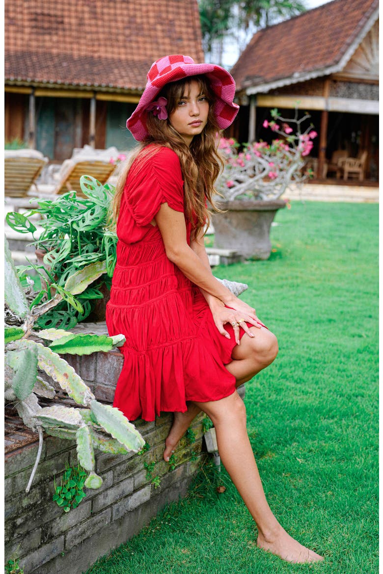The Srikandi Ruffle Mini Dress, Alternate, color, Red