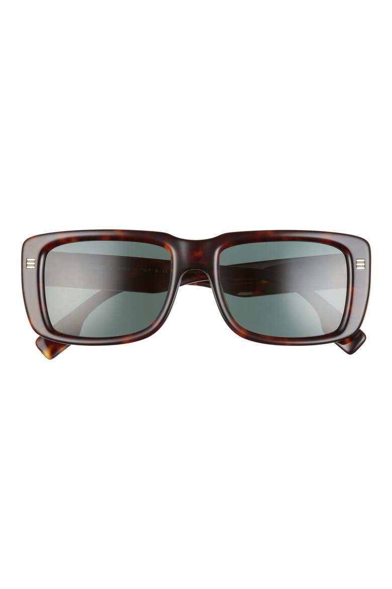 55mm Rectangular Sunglasses, Main, color, TORTOISE/ DARK GREEN