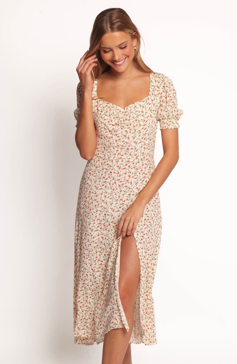 Petal & Pup Franklin Floral Midi Dress, Alternate, color, Cream Floral
