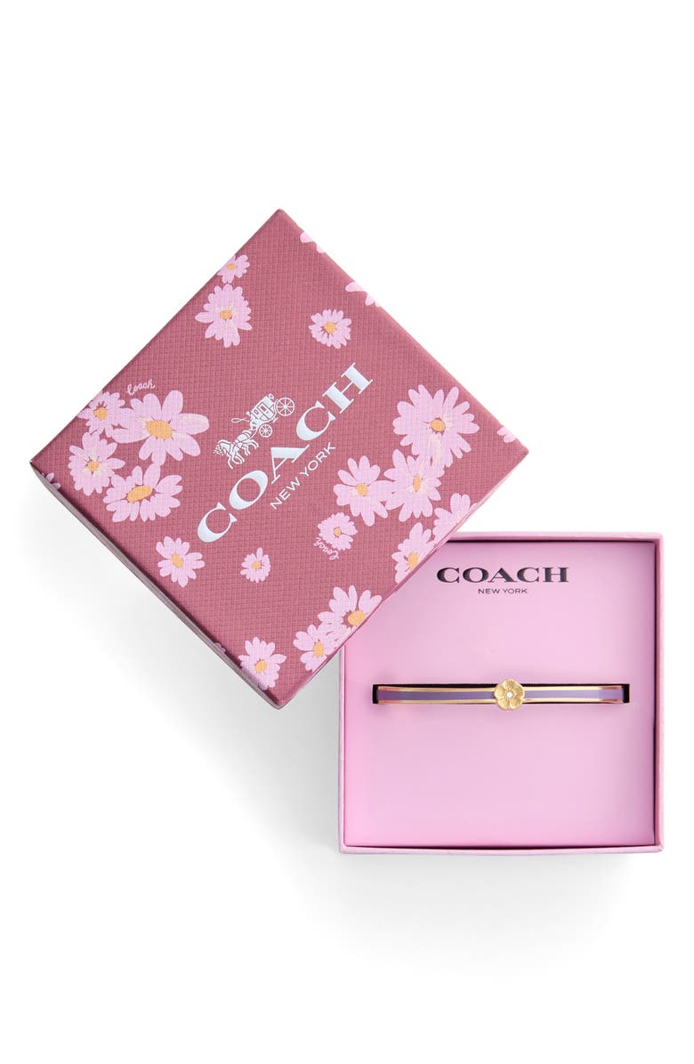 COACH Tea Rose Enamel Thin Hinged Bracelet, Alternate, color, Purple/ Gold