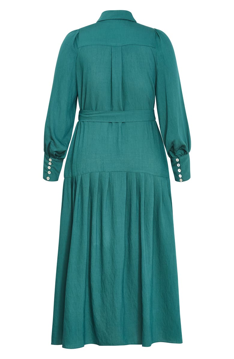 City Chic Romie Button-Up Shirtdress, Alternate, color, Jade