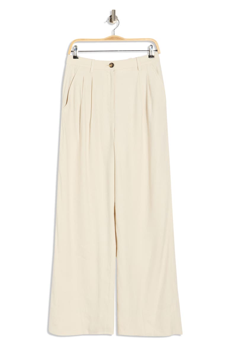 Tommy II Pleated Front Linen Blend Pants, Alternate, color, BUTTERCREAM