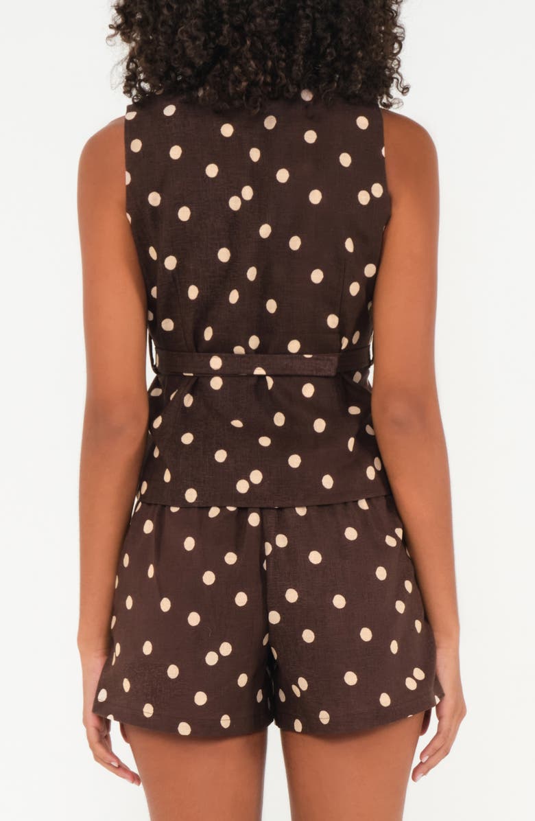 The Lulo Project Stellas Belted Sleeveless Button-Up Shirt, Alternate, color, Polka Dots Cream