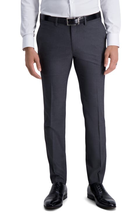 Medium Grey Herringbone Ultra Slim Stretch Suit Pants