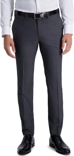 Medium Grey Herringbone Ultra Slim Stretch Suit Pants