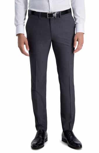 HAGGAR Medium Grey Herringbone Ultra Slim Stretch Suit Pants