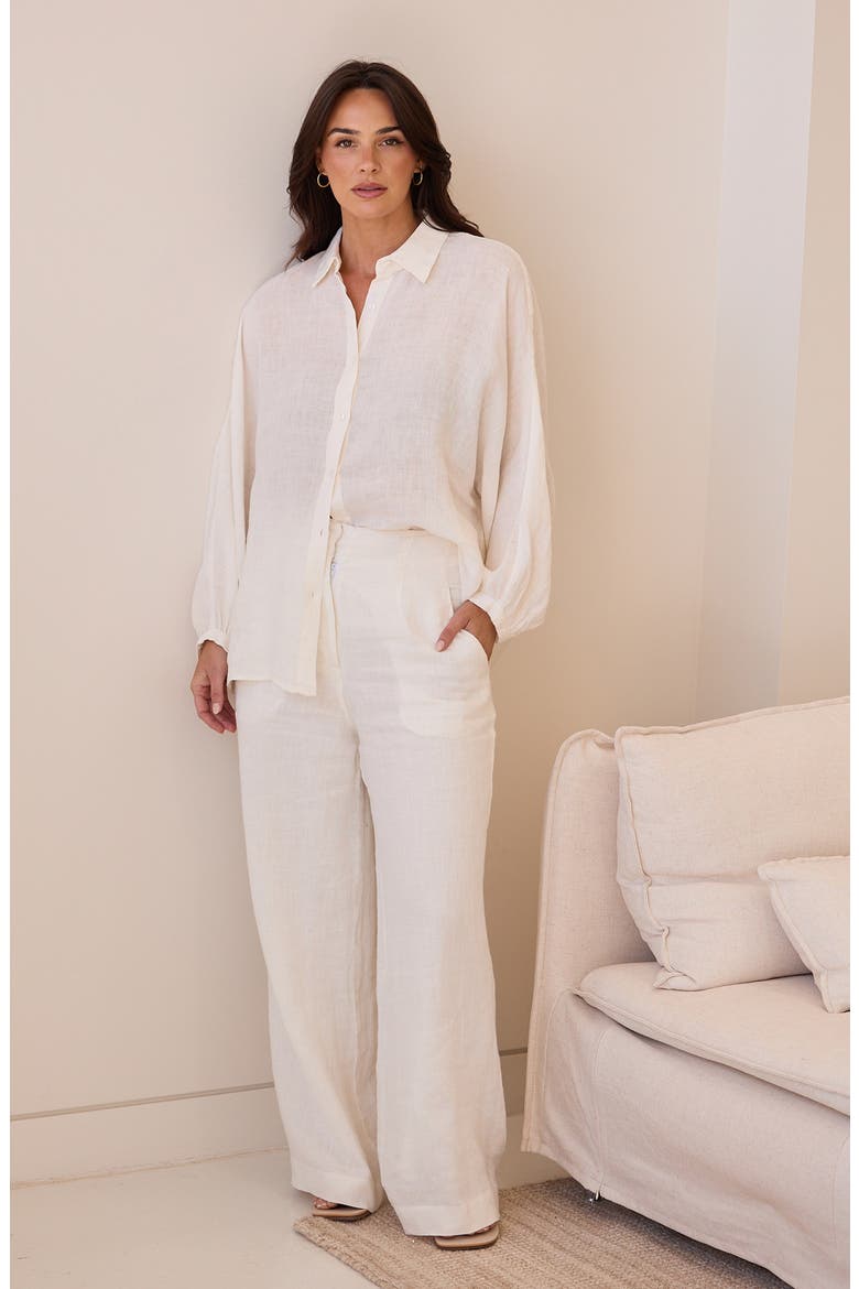 Monty Woven Linen Shirt, Alternate, color, WHITE