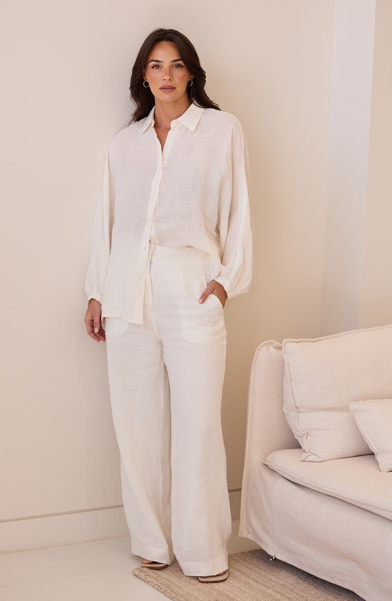 Brave+True Monty Woven Linen Shirt, Alternate, color, White