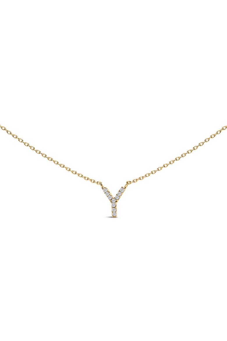 10K Yellow Gold Diamond Accent "A-Z" Block Initial Pendant Necklace, Main, color, Yellow Gold | Y
