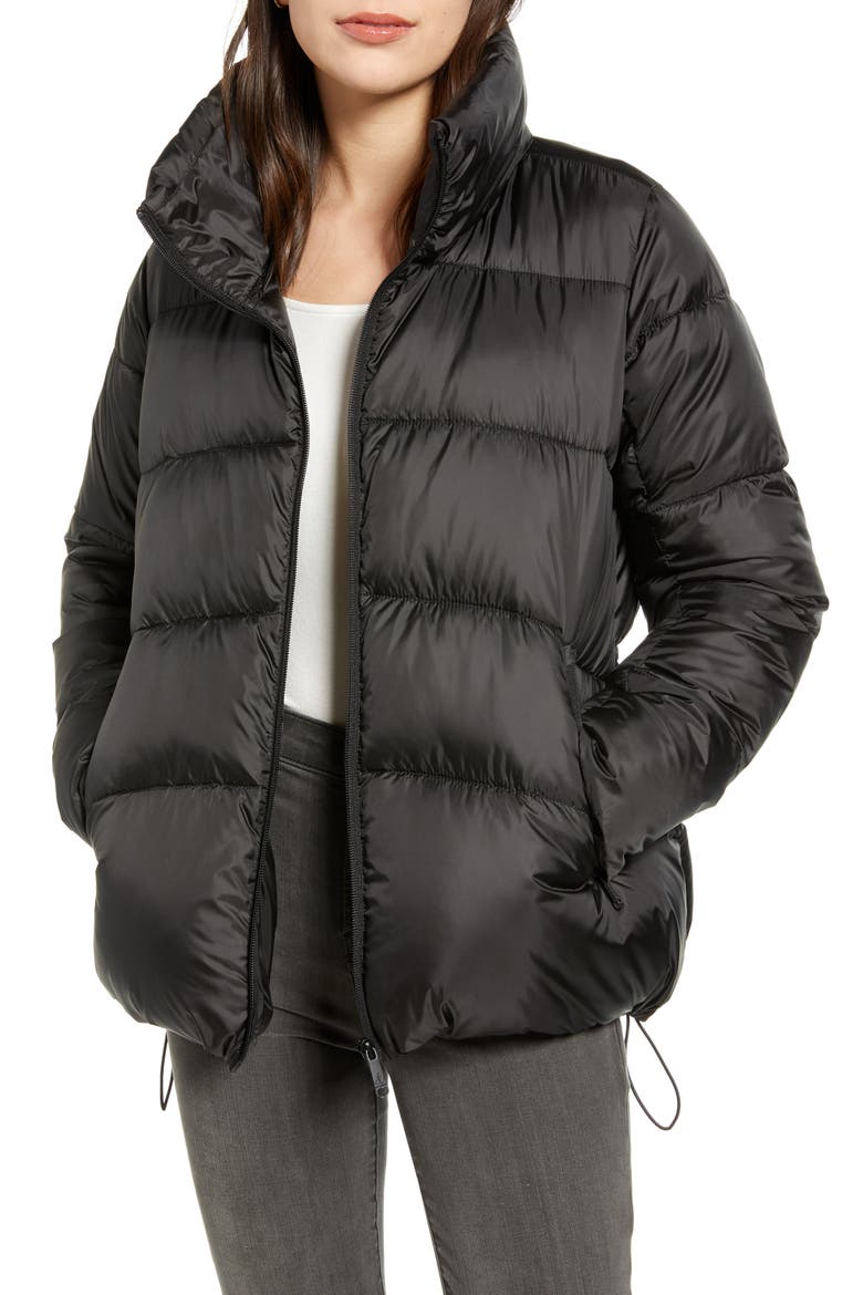Water Repellent Puffer Jacket, Main, color, BLACK
