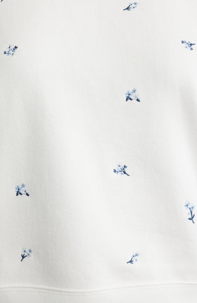 Rails Tiffany Floral Embroidered Balloon Sleeve Cotton Sweatshirt, Alternate, color, Embroidered Blue Iris