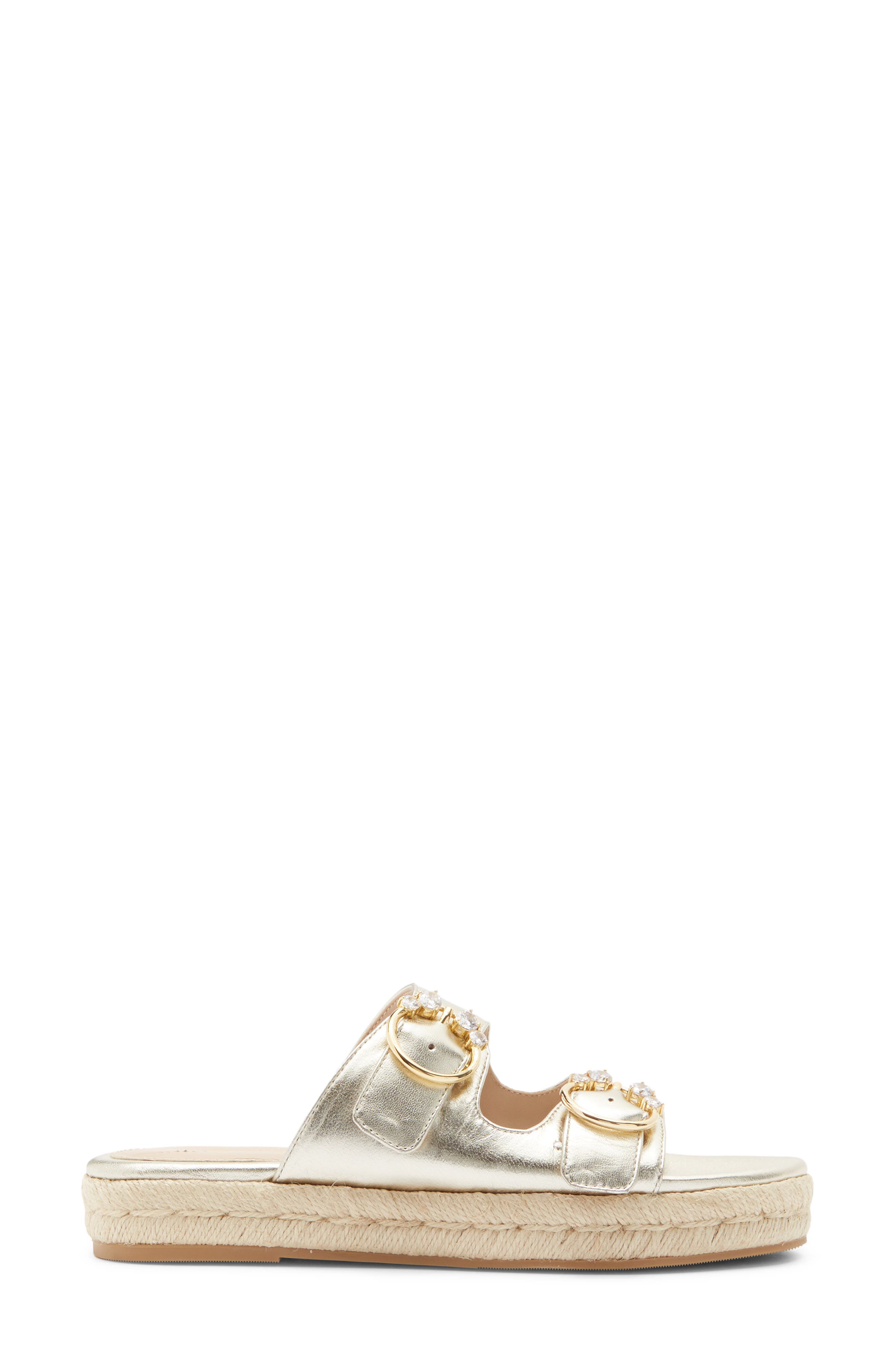 Stuart Weitzman Crystal Espadrille Slide Sandal, Alternate, color, Platino