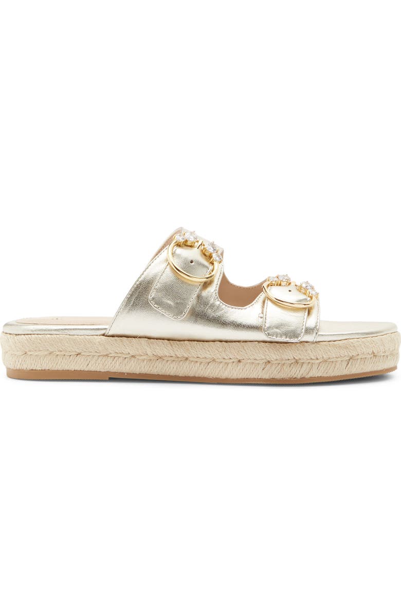 Stuart Weitzman Crystal Espadrille Slide Sandal, Alternate, color, Platino