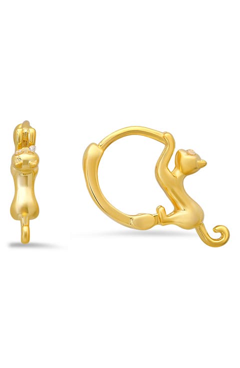 Dangling Kitty Hoop Earrings