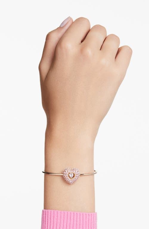 Swarovski Gold-tone Hyperbola Heart Bangle Bracelet In Pink