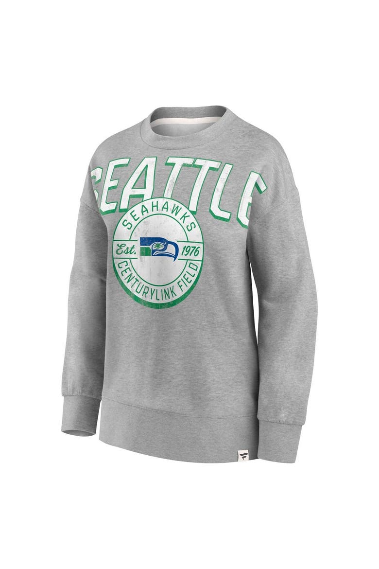 Women's Fanatics Branded Heathered Gray Seattle Seahawks Jump Distribution Tri-Blend Pullover Sweatshirt, Alternate, color, Heather Gray