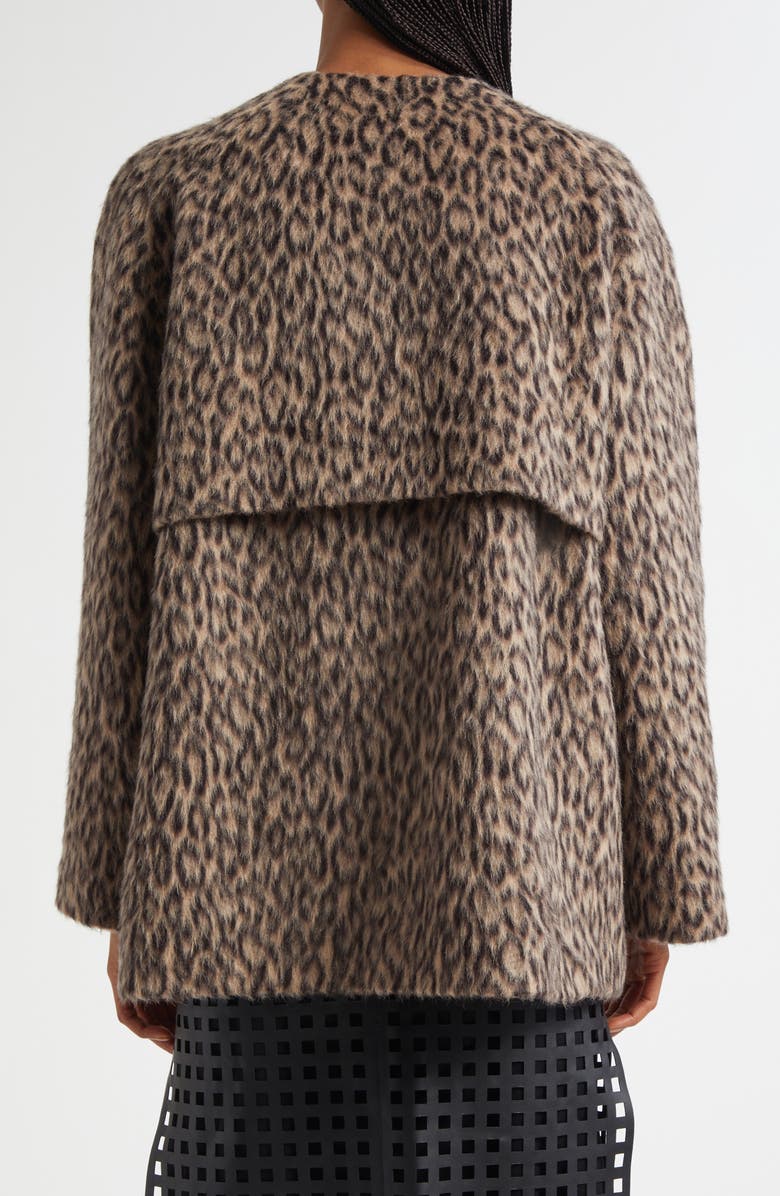 Emporio Armani Leopard Print Wool Blend Double Breasted Jacket, Alternate, color, Beige Multi