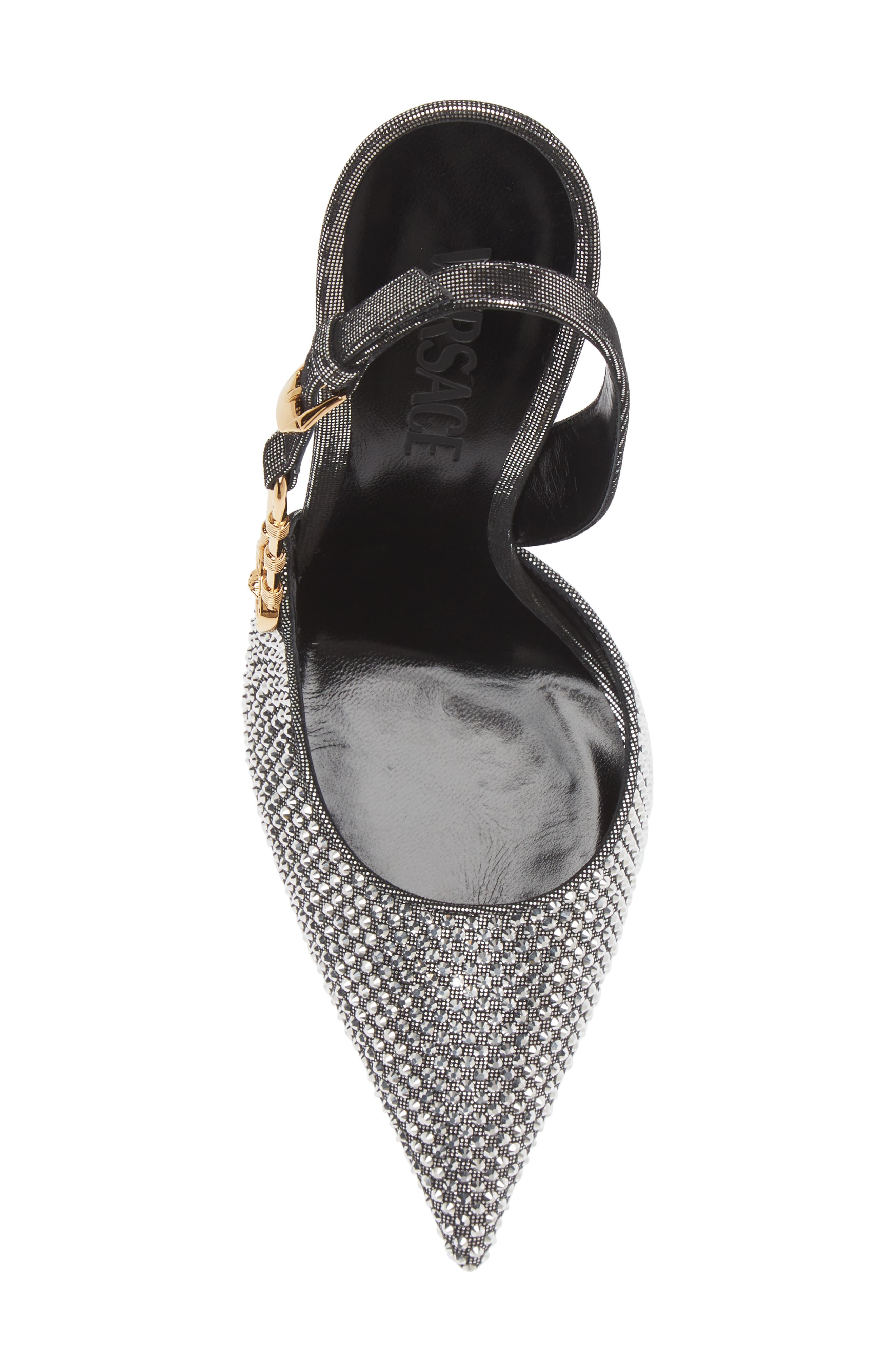 Versace Safety Pin Crystal Slingback Pump, Alternate, color, 