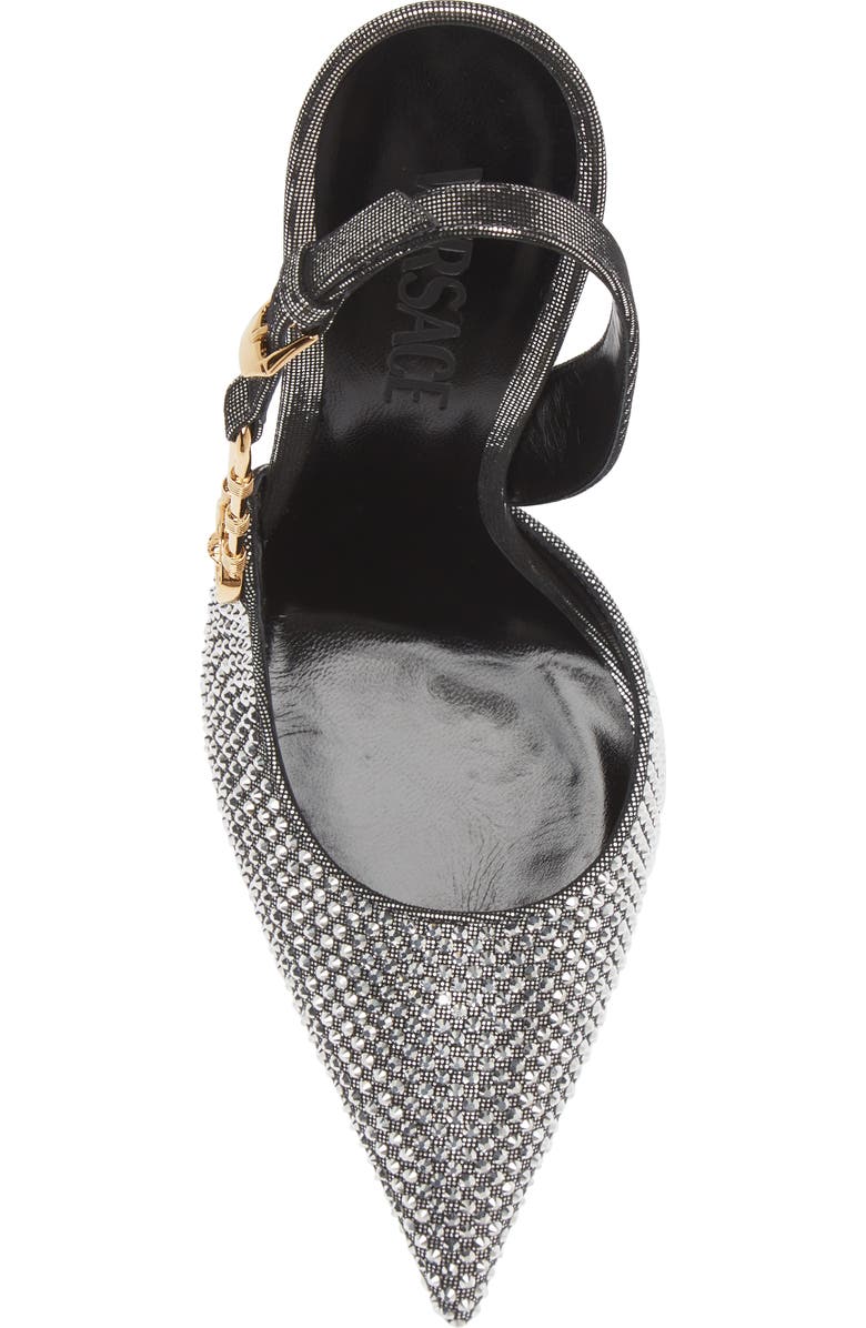 Versace Safety Pin Crystal Slingback Pump, Alternate, color,