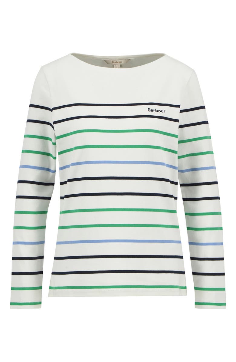 Barbour Hawkins Stripe Long Sleeve Cotton Top, Alternate, color, Cloud Stripe