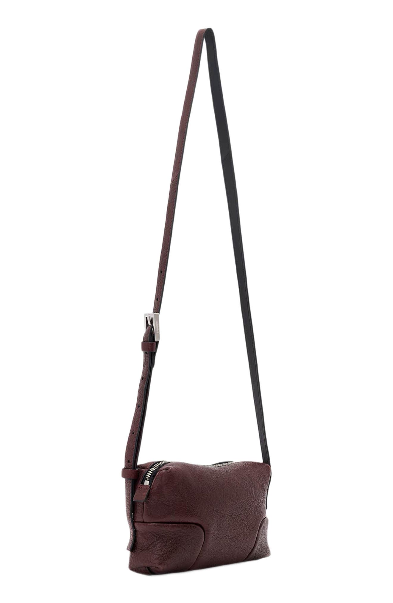Ares Micro Leather Crossbody Bag, Alternate, color, BURNT UMBER RED