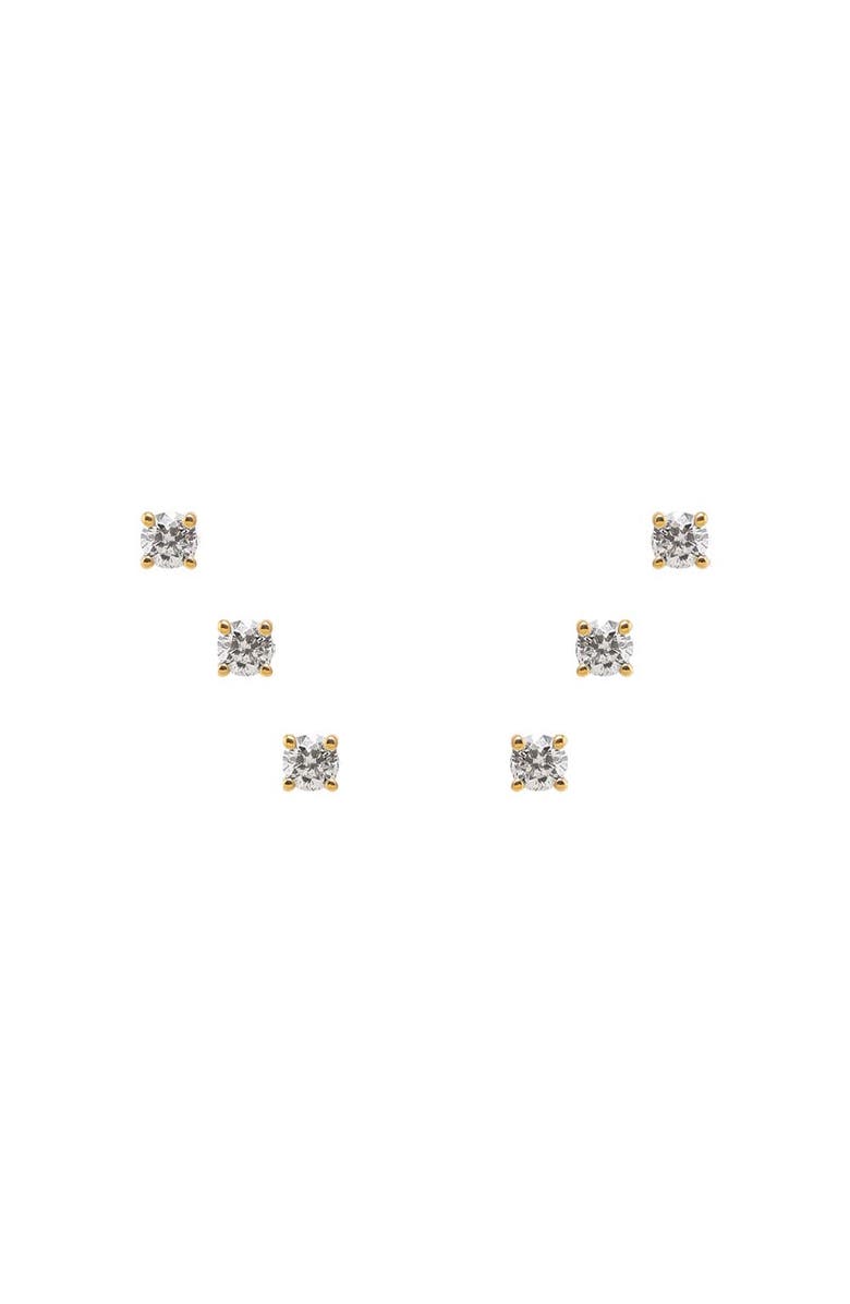 BY ADINA EDEN Triple Diamond Stud Earring Combo Set 14K, Main, color,