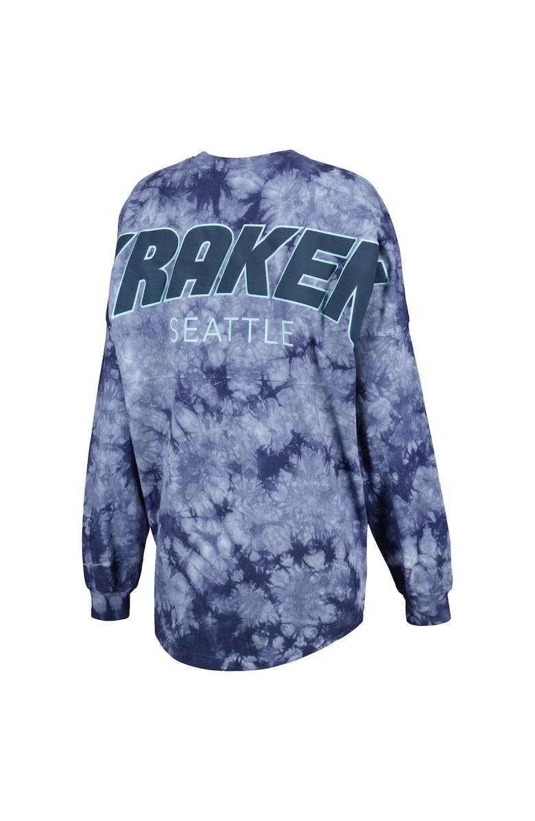 FANATICS Women's Fanatics Branded Deep Sea Blue Seattle Kraken Crystal-Dye Long Sleeve T-Shirt, Alternate, color, Navy