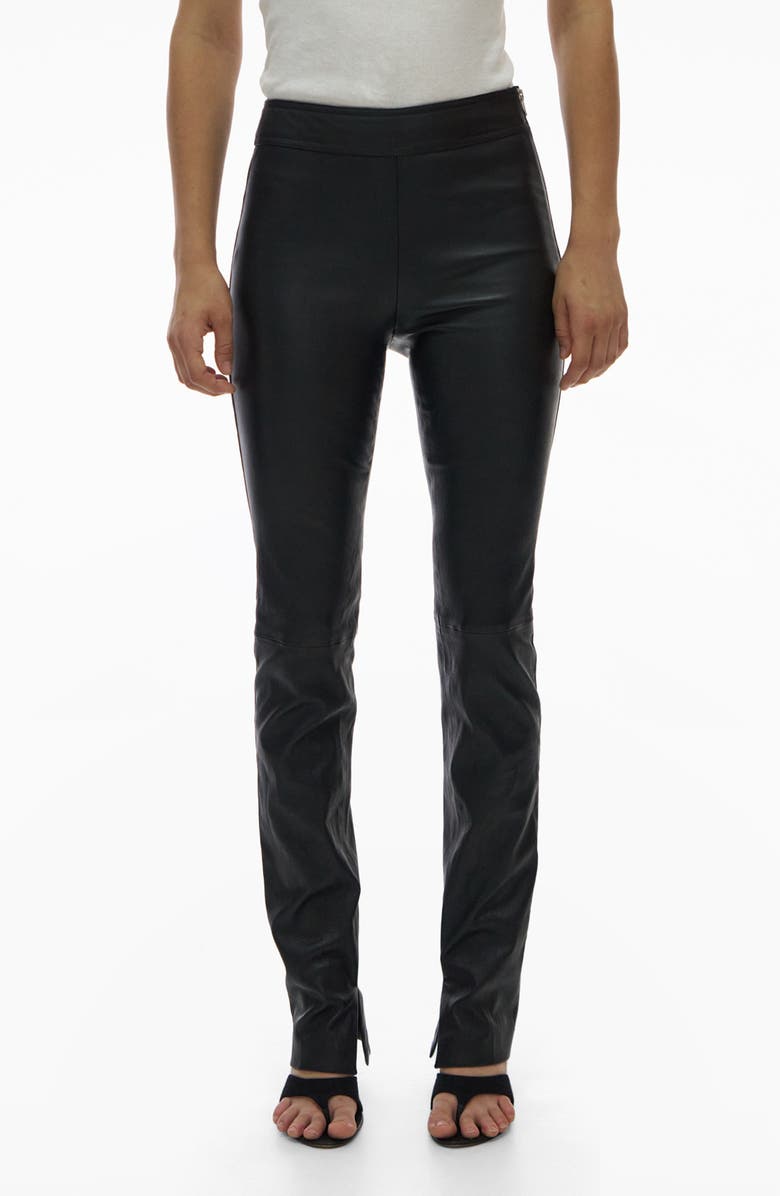 Helmut Lang Slit Leather Pants, Alternate, color, Black - 001