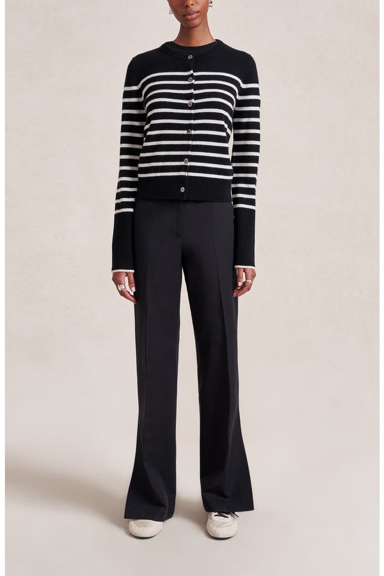 Striped Lean Lines Cardigan, Main, color, Black/Cream