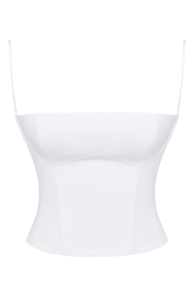 HOUSE OF CB Audette Structured Cotton Twill Corset Top, Alternate, color, White