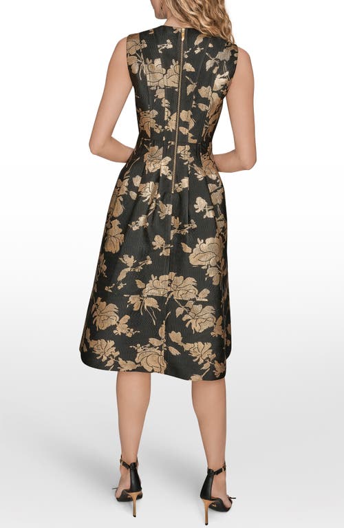 Donna Karan New York Metallic Jacquard Sleeveless Fit & Flare Dress In Multi