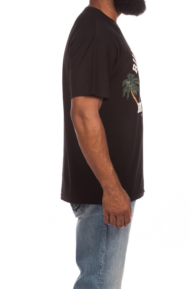 Leopard Embroidered Appliqué Cotton T-Shirt, Alternate, color, BLACK